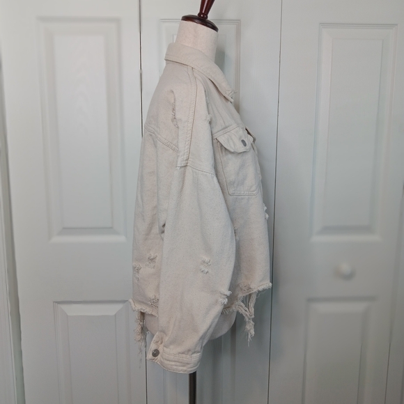 Distressed Cream Denim GB Jacket - Picture 4 of 9